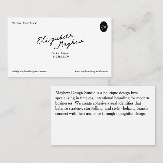 The Signature Script - Minimalist Business Card Visitenkarte (Vorne/Hinten)