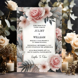 The Silk Pink Boho Peony Garden Dusty Rose Wedding Einladung