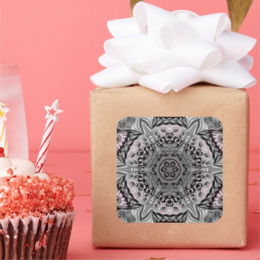 The Silver Fractal Garden Quadratischer Aufkleber (Party)