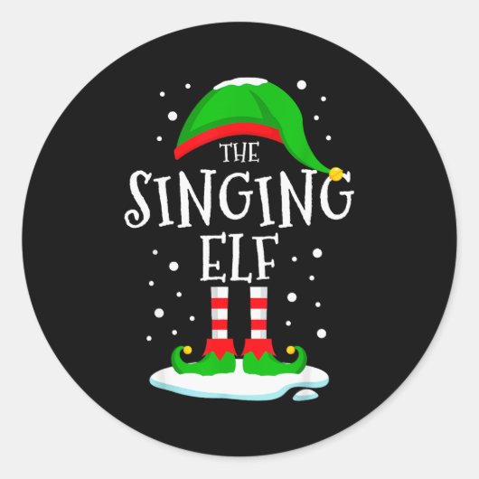 The Singing Elf Christmas Family Matching Xmas Sin Runder Aufkleber (Vorderseite)