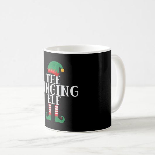 The Singing Elf Funny Christmas Kaffeetasse (VorderseiteRechts)