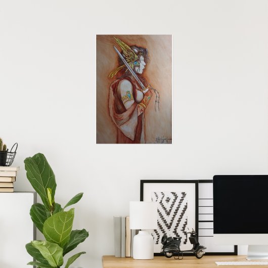 "The Singing Warrior" Gemälde von Joseph C. Kenyon Poster (Heimbüro)