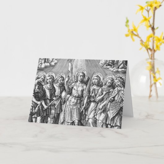 The Siven Archangels (M 034; Gravur) Karte (Gelbe Blume)