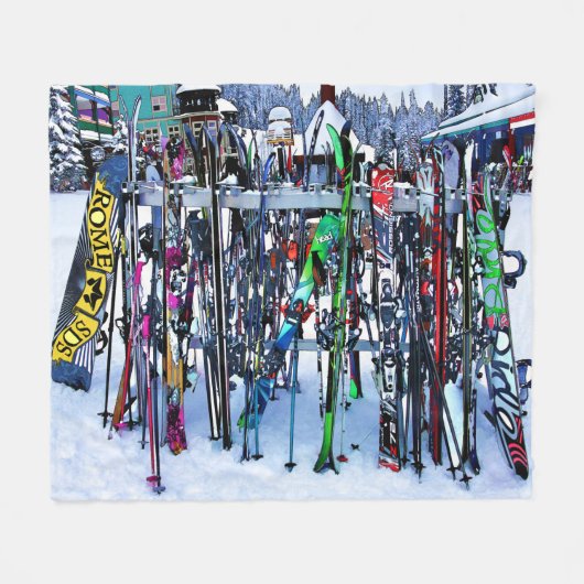 The Ski Party - Skis and Poles Fleecedecke (Vorderseite (Horizontal))
