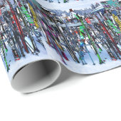 The Ski Party - Skis and Poles Geschenkpapier (Rolleneckpunkt)