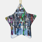 The Ski Party - Skis and Poles Keramik Ornament (Links)