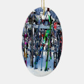 The Ski Party - Skis and Poles Keramik Ornament (Rechts)