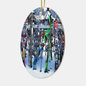 The Ski Party - Skis and Poles Keramik Ornament (Links)