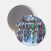 The Ski Party - Skis and Poles Magnet (Vorderseite/Rückseite)