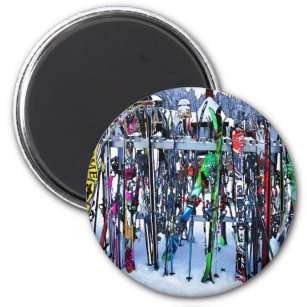 The Ski Party - Skis and Poles Magnet