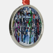 The Ski Party - Skis and Poles Ornament Aus Metall (Rechts)