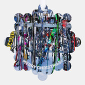 The Ski Party - Skis and Poles Ornament Karte (Rückseite)