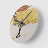 The Skier, c.1909 Runde Wanduhr (Winkel)