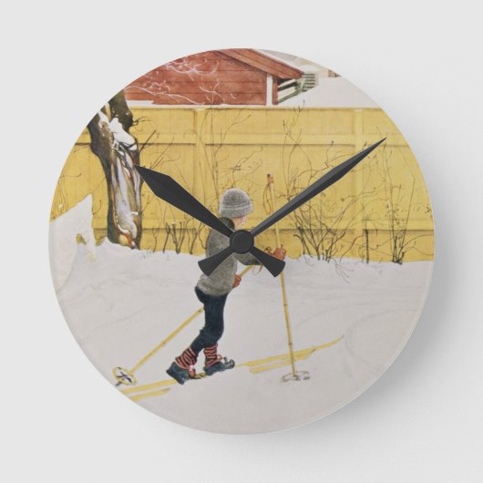The Skier, c.1909 Runde Wanduhr (Vorderseite)