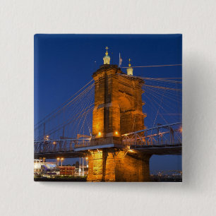 The skyline of Cincinnati, Ohio, USA at dusk Button