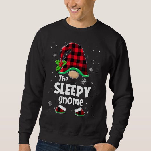 The Sleepy Gnome Buffalo Plaid Christmas Matching  Sweatshirt (Vorderseite)