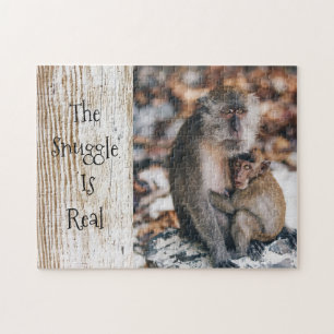 The Snuggle is Real Hugging Parent Child Monkeys Puzzle