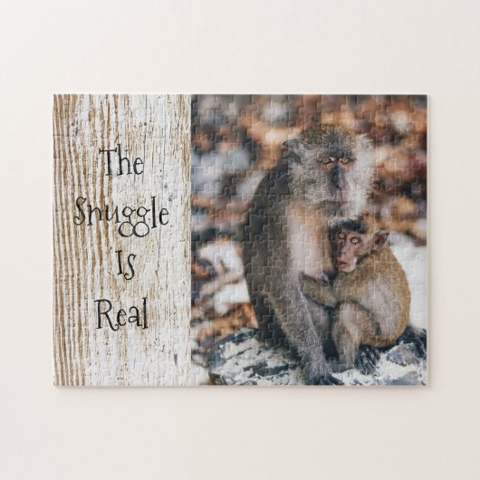 The Snuggle is Real Hugging Parent Child Monkeys Puzzle (Horizontal)
