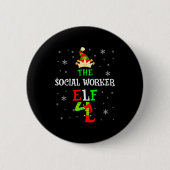 The Social Worker Elf Christmas Elf Matching Famil Button (Vorderseite)