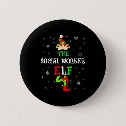 The Social Worker Elf Christmas Elf Matching Famil Button (Vorderseite)