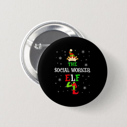 The Social Worker Elf Christmas Elf Matching Famil Button (Vorne & Hinten)