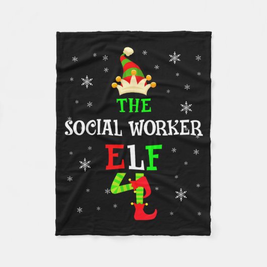 The Social Worker Elf Christmas Elf Matching Famil Fleecedecke (Vorderseite)