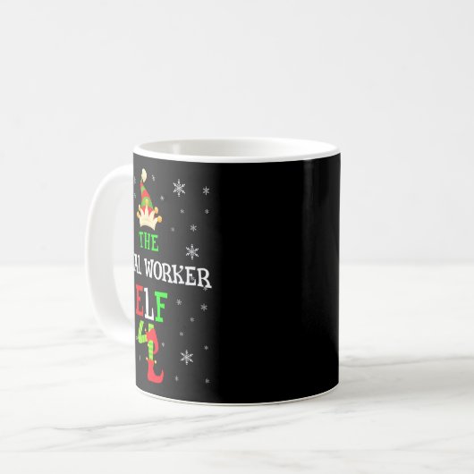 The Social Worker Elf Christmas Elf Matching Famil Kaffeetasse (Vorderseite Links)