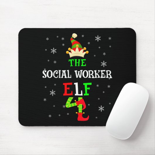 The Social Worker Elf Christmas Elf Matching Famil Mousepad (Mit Mouse)