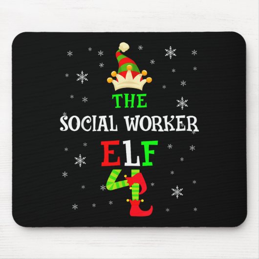 The Social Worker Elf Christmas Elf Matching Famil Mousepad (Vorne)