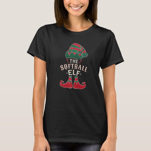 The Softball Elf Cute Ugly Christmas Sweater Famil T-Shirt (Vorderseite)