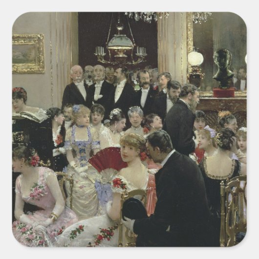 The Soiree, c.1880 Quadratischer Aufkleber (Vorderseite)