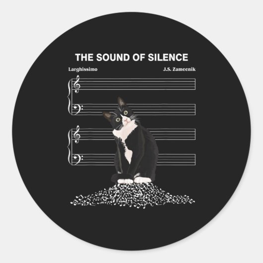 The Sound Of Silence Music And Cats Lover Runder Aufkleber (Vorderseite)