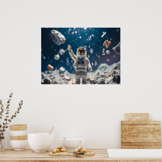 The Space Man Out in Space Wall Poster (Küche)