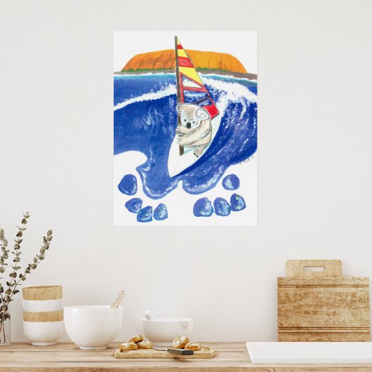 The Spirit of Australia - Koala Bear Wind Surfing Poster (Küche)