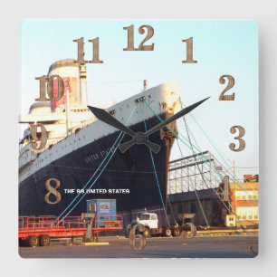 The SS United States Ocean Liner Quadratische Wanduhr