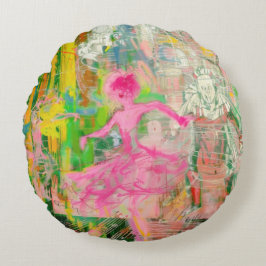 The Stalker - Neon Ballet Chaos Rundes Kissen