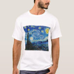 The Starry Night 1889 by Vincent van Gogh T-Shirt<br><div class="desc">Vincent Willem van Gogh (Dutch: [ˈvɪnsɛnt ˈʋɪləɱ vɑŋ ˈɣɔx] (listen);[note 1] 30 March 1853 – 29 July 1890) was a Dutch Post-Impressionist painter who posthumously became one of the most famous and influential figures in the history of Western art. In a decade, he created about 2, 100 artworks, including around...</div>