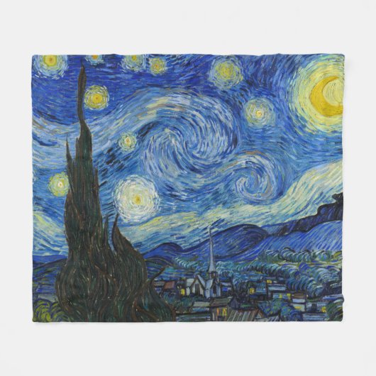 The Starry Night, 1889 von Vincent van Gogh Fleecedecke (Vorderseite (Horizontal))