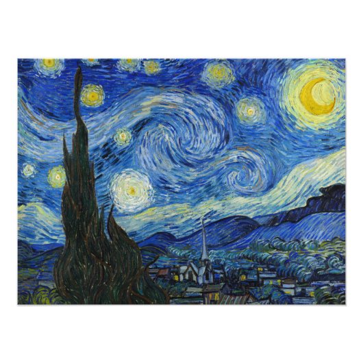 The Starry Night, 1889 von Vincent van Gogh Fotodruck (Vorne)
