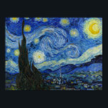 The Starry Night, 1889 von Vincent van Gogh Poster<br><div class="desc">The Starry Night,  1889 von Vincent van Gogh. Es zeigt den Blick von der Ostwand seines Asylzimmers in Saint-Rémy-de-Provence,  kurz vor Sonnenaufgang,  mit der Ergänzung eines imaginären Dorfes.</div>