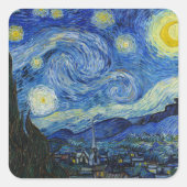 The Starry Night, 1889 von Vincent van Gogh Quadratischer Aufkleber (Vorderseite)
