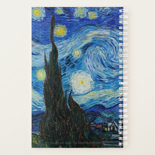 The Starry Night by Van Gogh | Custom Text  Planer (Rückseite)