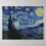 The Starry Night Poster<br><div class="desc">The Starry Night by Vincent van Gogh Poster The Starry Night is a painting by Dutch post-impressionist artist Vincent van Gogh. The painting depicts the view outside his sanitarium room window at night, although it was painted from memory during the day. The center part shows the village of Saint-Rémy under...</div>