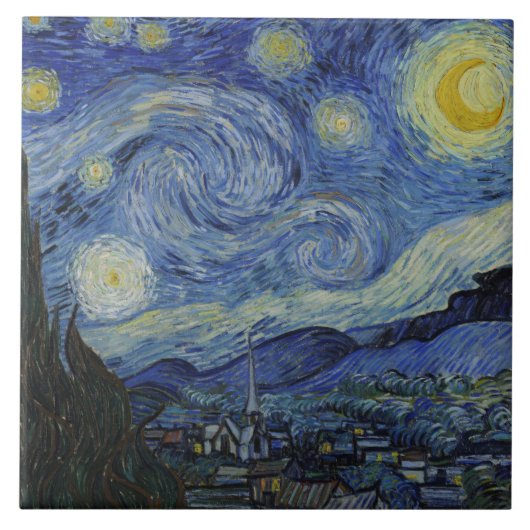 The Starry Night (Vincent van Gogh) (berühmte Kuns Fliese (Vorderseite)
