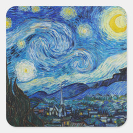 The Starry Night - Vincent Van Gogh Quadratischer Aufkleber