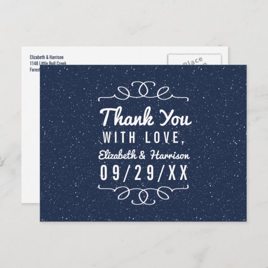 The Starry Night Wedding Collection - Danke Postkarte (Vorne/Hinten)