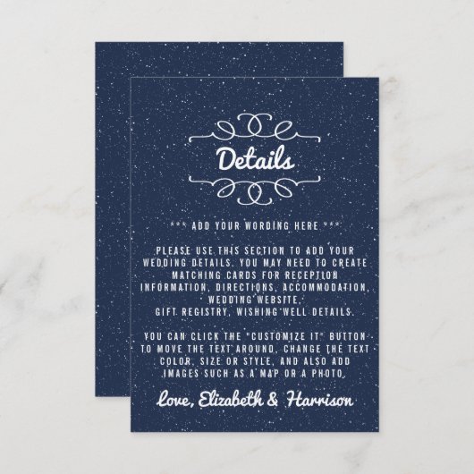 The Starry Night Wedding Collection - Detail Begleitkarte (Vorne/Hinten)