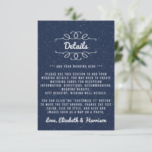 The Starry Night Wedding Collection - Detail Begleitkarte (Stehend Vorderseite)