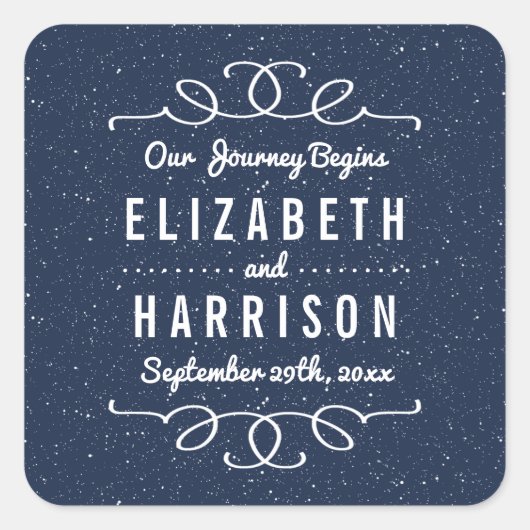 The Starry Night Wedding Collection - Gefallen Quadratischer Aufkleber (Vorderseite)