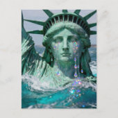 The Statue of Liberty Cries and Melts Surreal  Postkarte (Vorderseite)